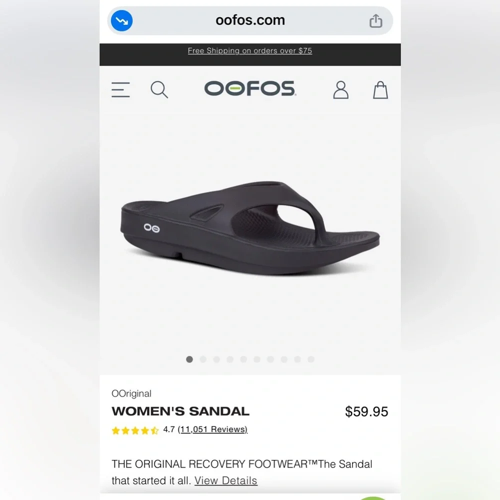 Navy Blue Slide Sandals OOFOS original - Picture 3 of 8